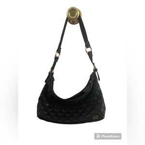 The Sak Leather Women’s Purse Shoulder Bag Black Soft Pebbled Hobo Charms Medium